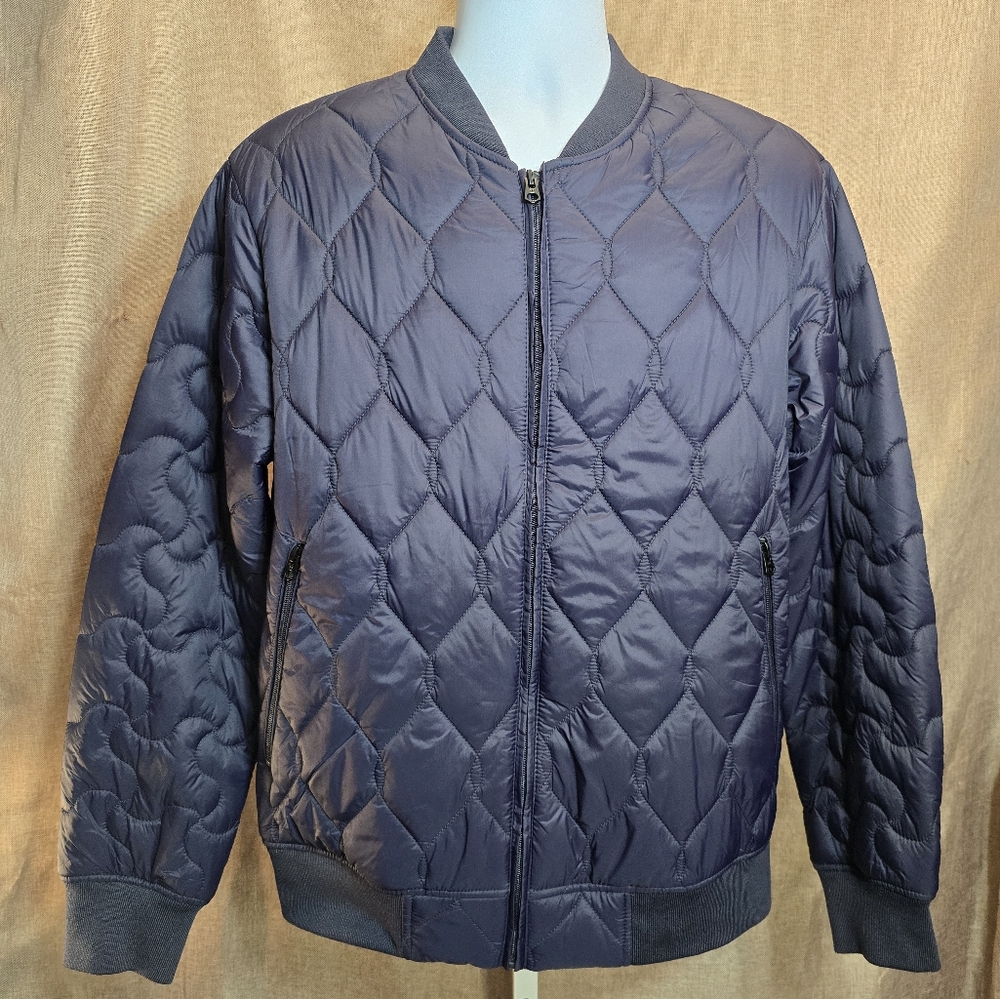 French Connection Mens Marine Quilted Sporty Bomber Navy Jacket L